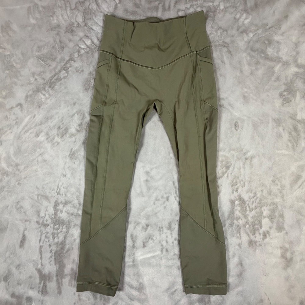 Lululemon All the Right Places High-Rise Crop Olive Green Leggings Size 6